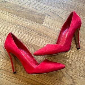 Alice + Olivia Red Suede Heels